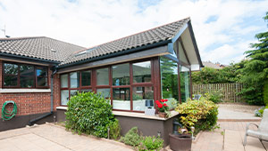 A conservatory with a roof