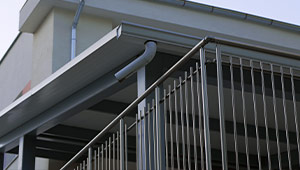 A balcony with a roof