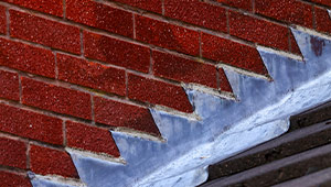 A closeup on leadwork on a roof